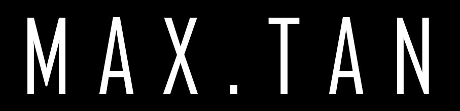 A black rectangle with the words MAX.TAN in white font.