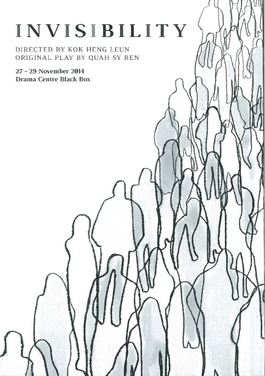 The programme is white, with the production title and details in black. On the side of the programme is a group of people in outline, clustered in a line.