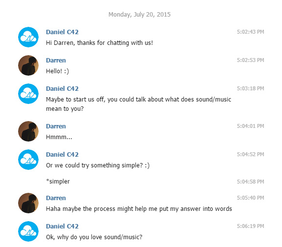 This shows a series of messages exchanged between Centre 42 and Darren Ng on Telegram