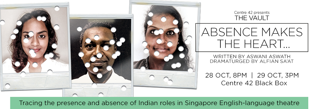 The banner features a photograph of two Indian women and one Indian man. Each photograph is depicted to have multiple holes punched into them.