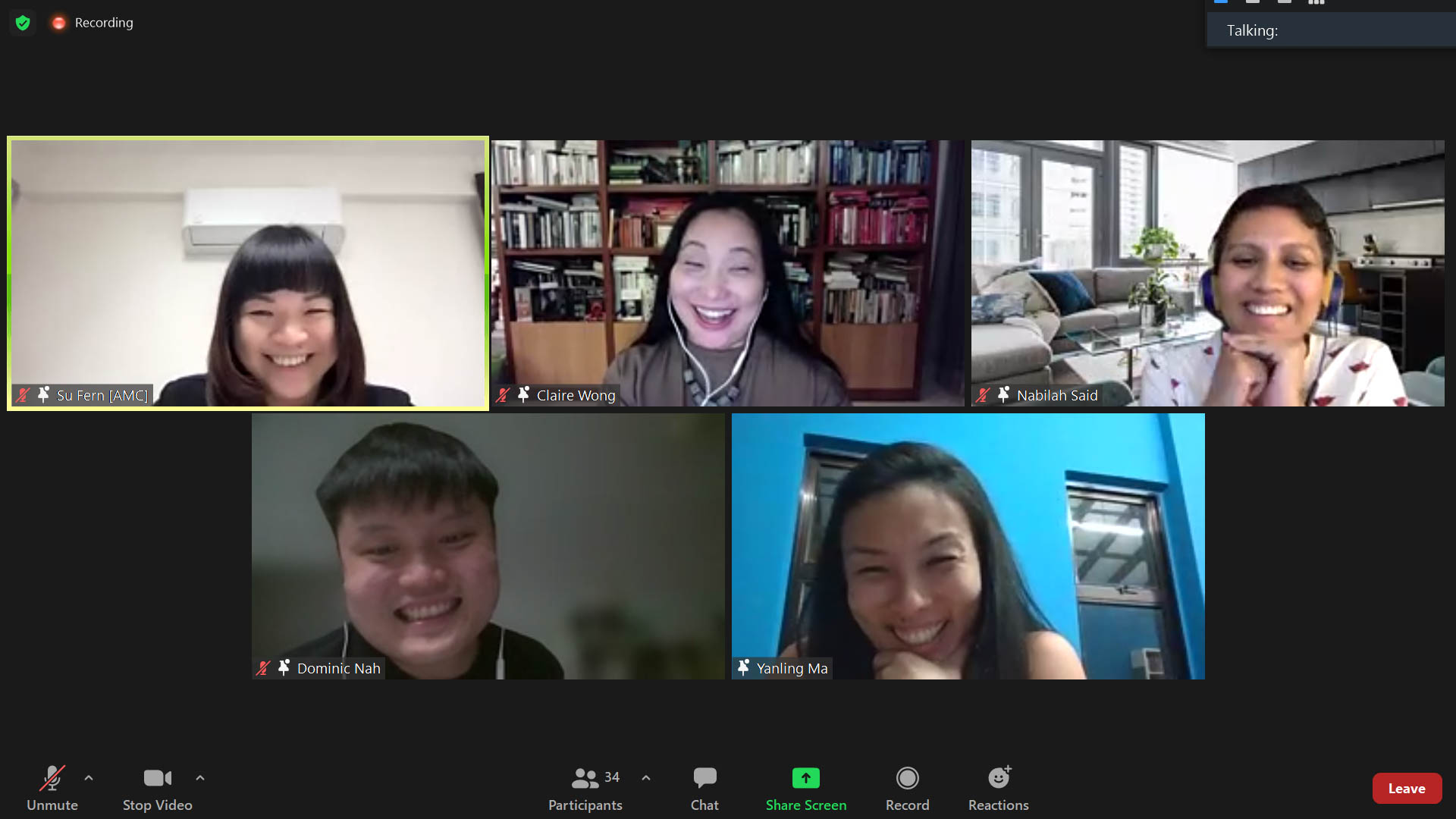 Screenshot of the online watch party & dialogue of 6 panellists for The Vault: RE:CALL.