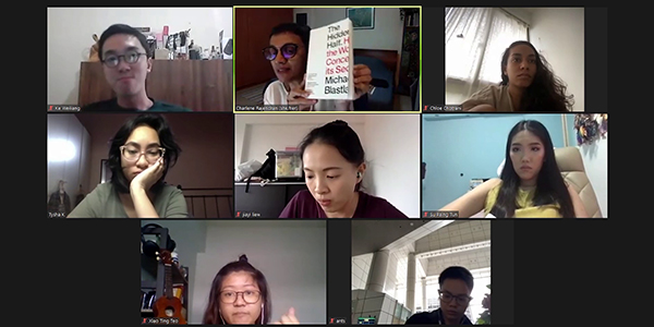 A Zoom session featuring eight participants.