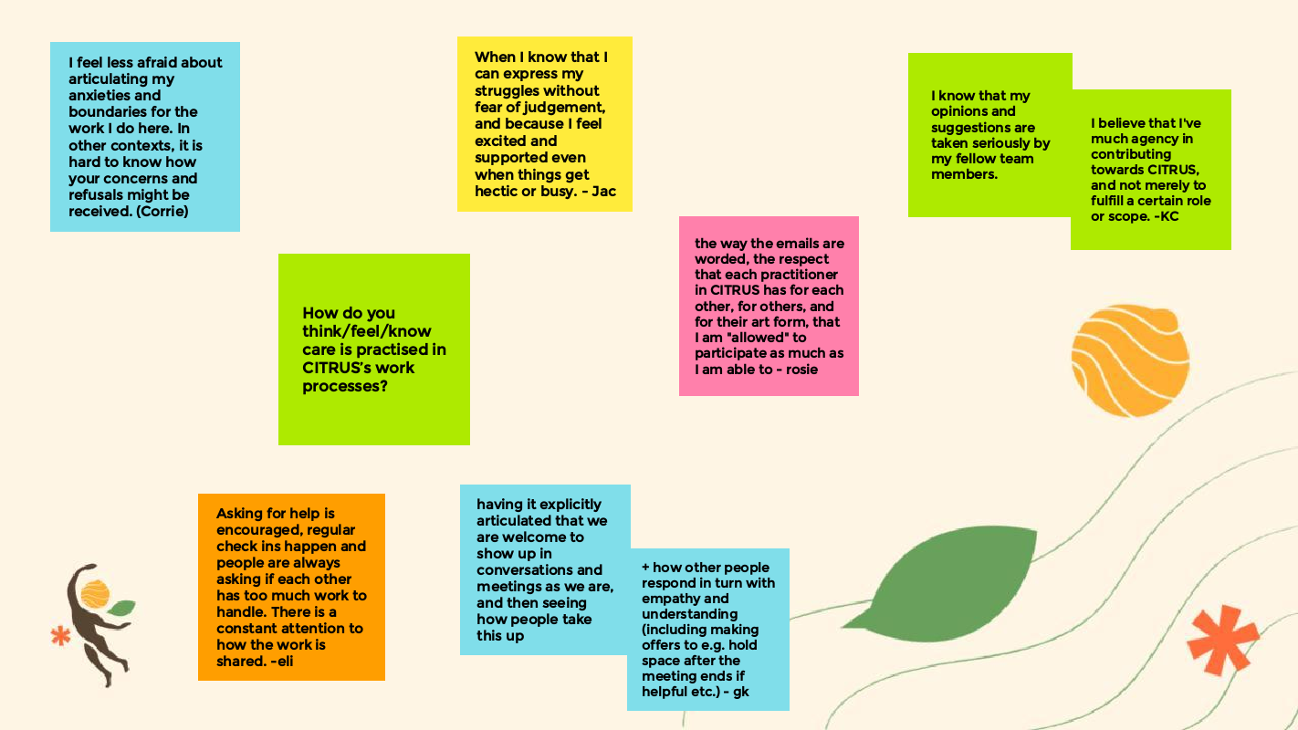 An image of a Google Jamboard with colourful post-it notes. 