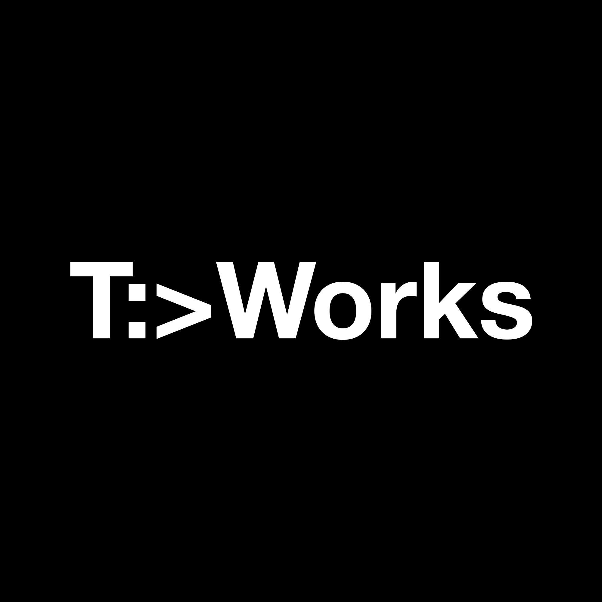 T:>Works logo, white on black.