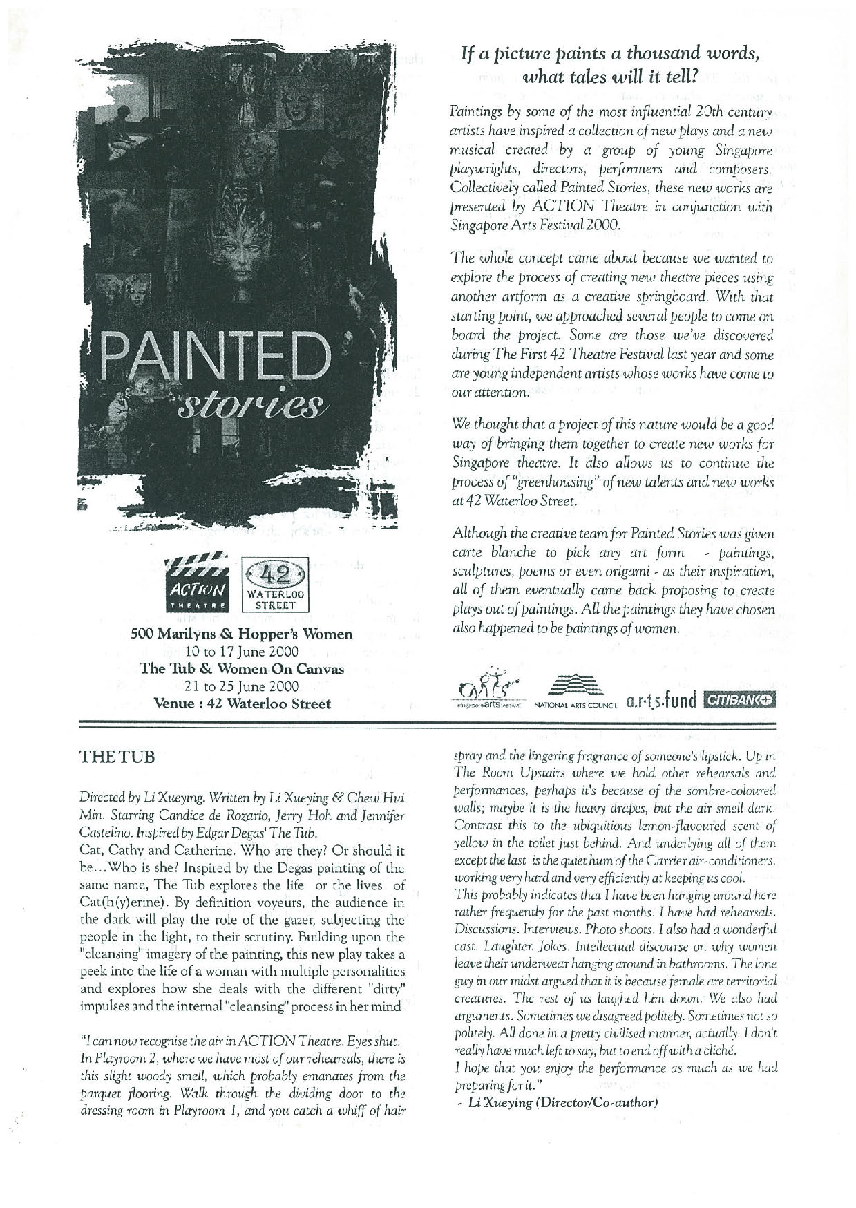 The programme is presented in A4 size with the production title and texts in black and white.