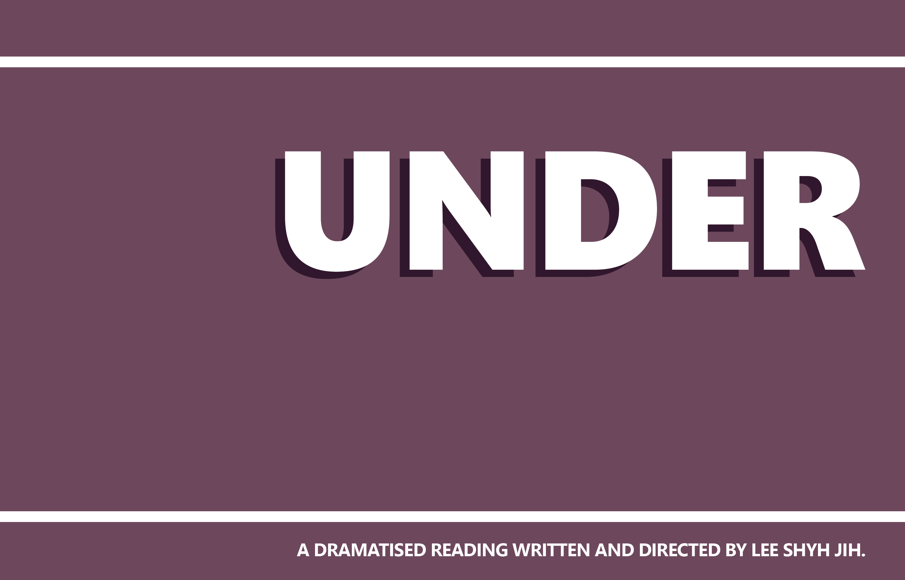 A publicity image with a dark mauve background colour, and the words 'Under' in large white font.