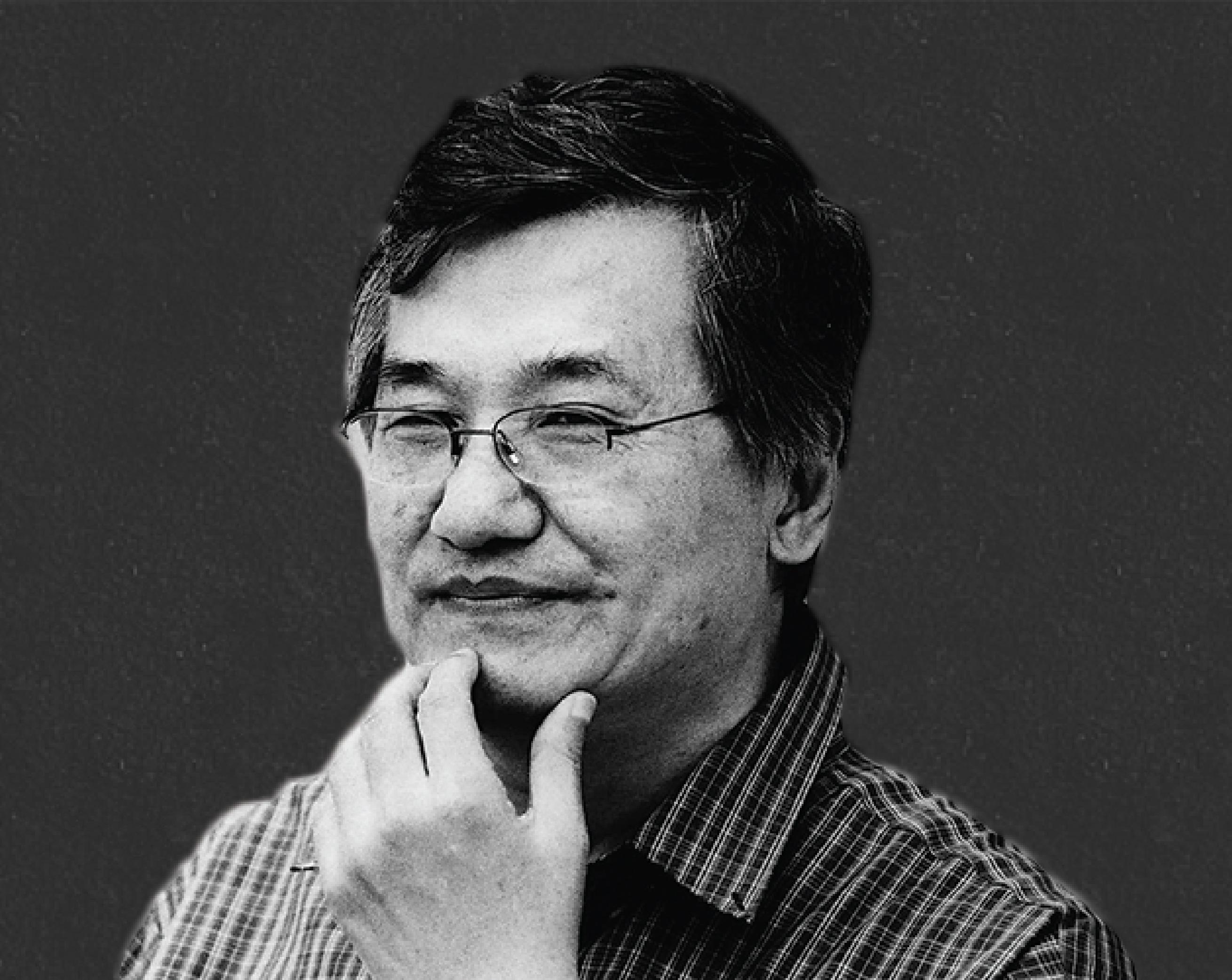 A black and white image of Kuo Pao Kun.