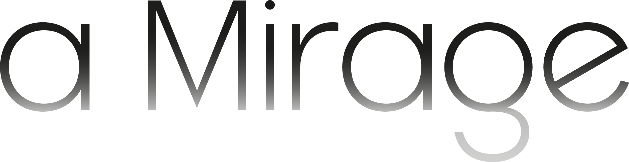 a Mirage logo in black font, fading to grey towards the bottom.