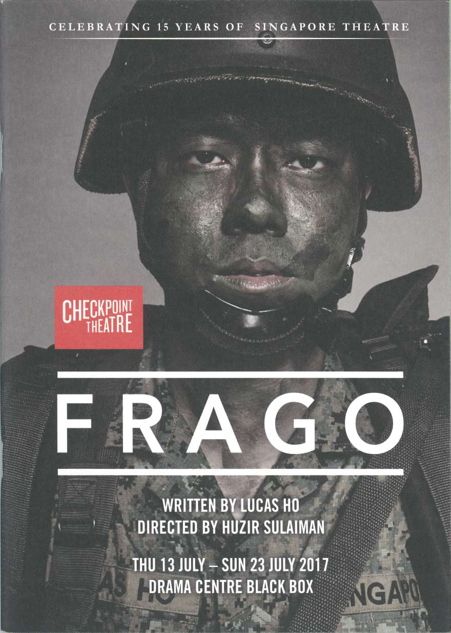 The programme features the title FRAGO in white text at the lower half of the cover, against the background of photograph of a soldier wearing a helmet and camouflage face paint.