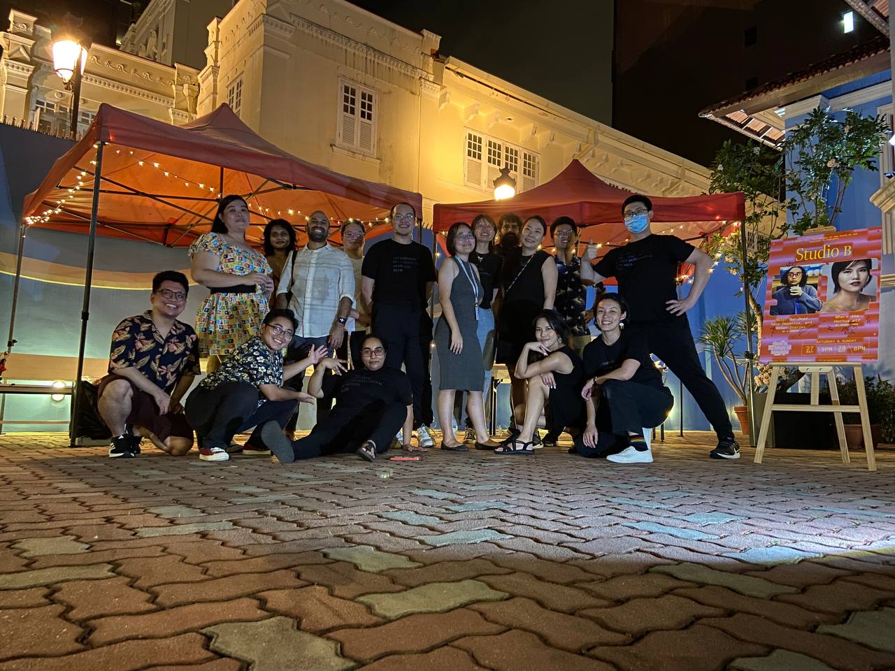 A group photograph of the team at Centre 42, some playwrights and audience members.